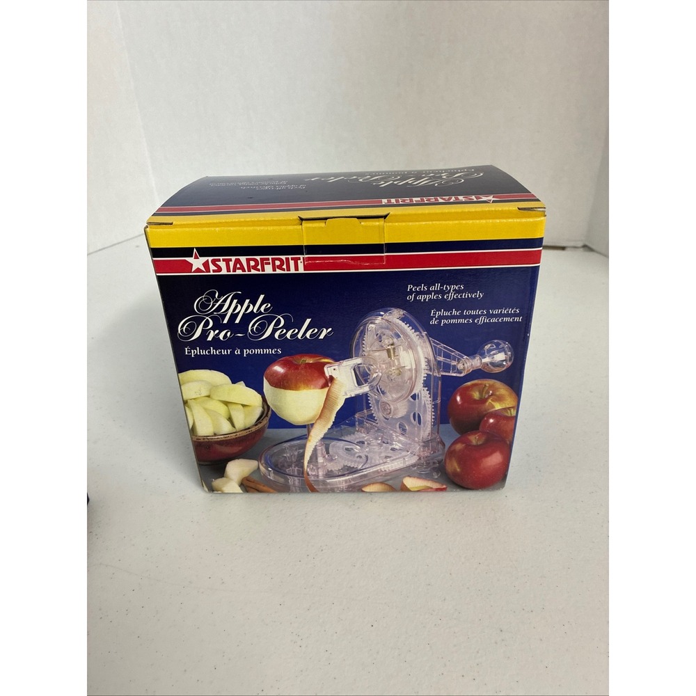 Starfrit Apple Pro-Peeler Manual Hand Crank Clear Fruit Peeler with 3 Blades